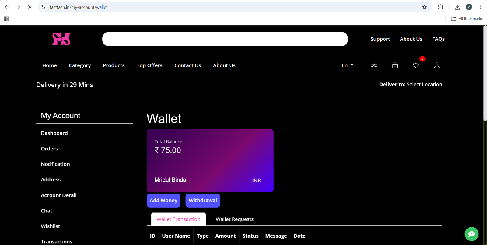 Fastfash E-Commerce screenshot